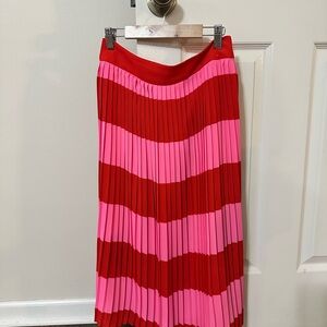 Stylish Red and Pink Pleated Skirt